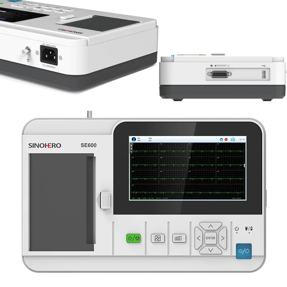 SE600 6 Channel 12 Lead ECG Machine Touch Screen Digital Electrokardiograph Cardiology EKG Monitor Software Printer