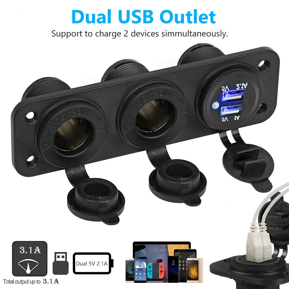 ڵ   ,  USB , Ʈ ĳ, ڵ 2 USB Ʈ,  ÷, ڵ ׼, 3.1A DC 12V-24V