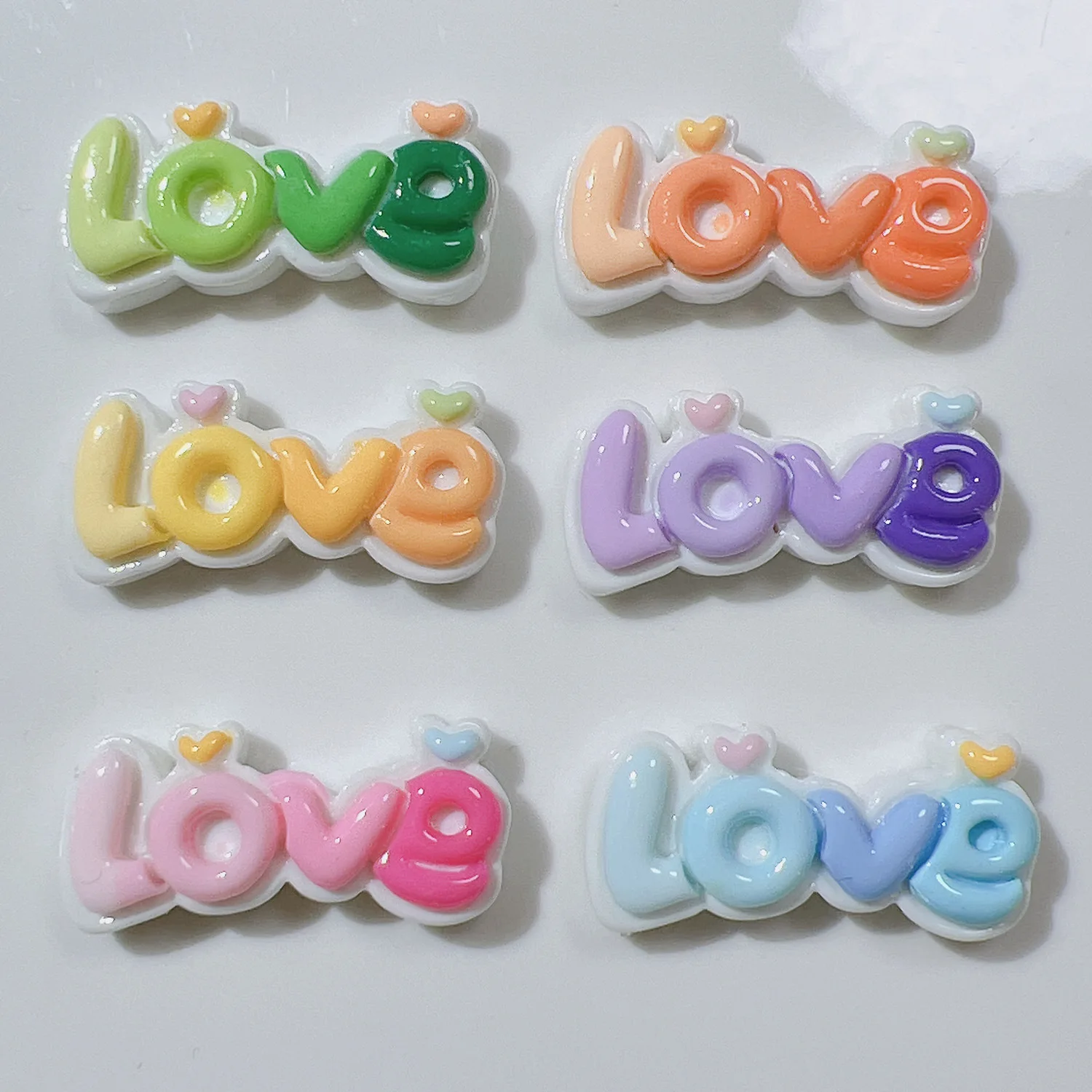 Resin LOVE flat back Embellishments 10pcs resin embellishments resin flower embellishments simulation stones decor accessories