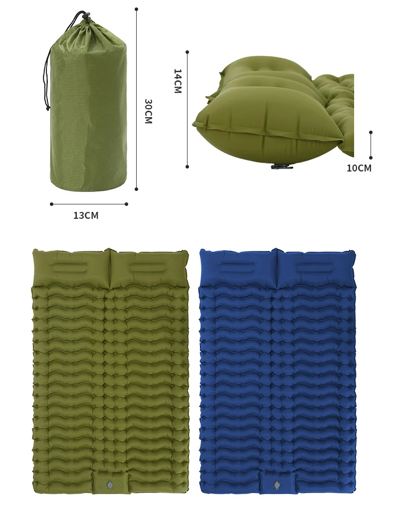 Thick Camping Mat 1-2 Person Ultralight Inflatable Mattress Air Bed Double Sleeping Pad Folding Air Mattress With Pillow