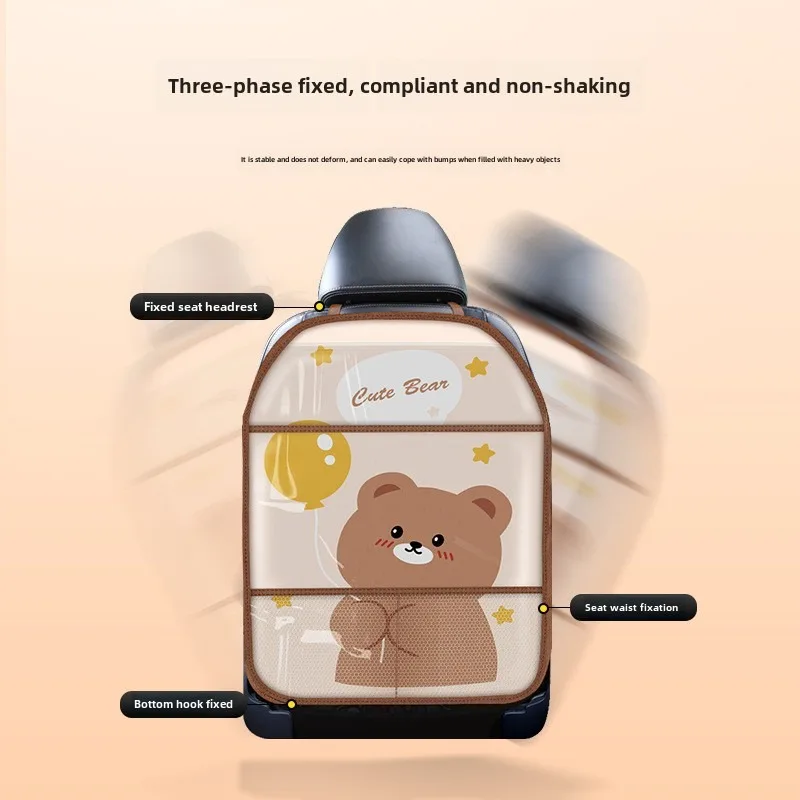 1PC Car Seat Back Protector – Anti-Child Kick Pad with Cartoon Design & Storage Bag 4