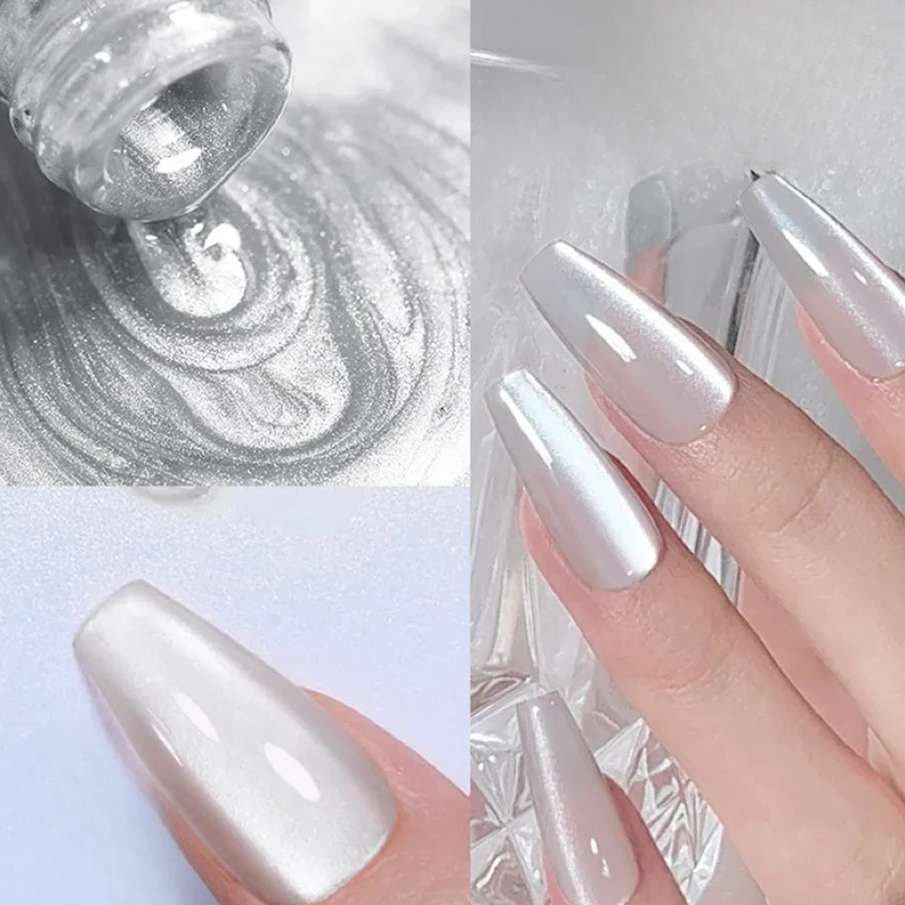 KODIES GEL Moonlight Cat Eye Gel Nail Polish Porcelain White Magnetic Semi Permanent UV Gel Varnish Ceramic Silver Nails Lacquer 2