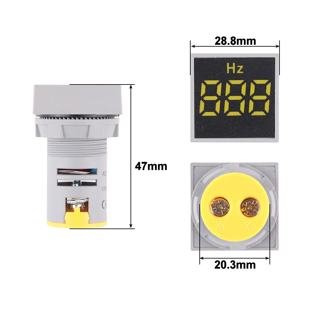 Frequency Meter Square 22mm Measuring Range 0-100 Hz Digital Display Electricity Hertz meter Indicator Signal Light Combo Tester
