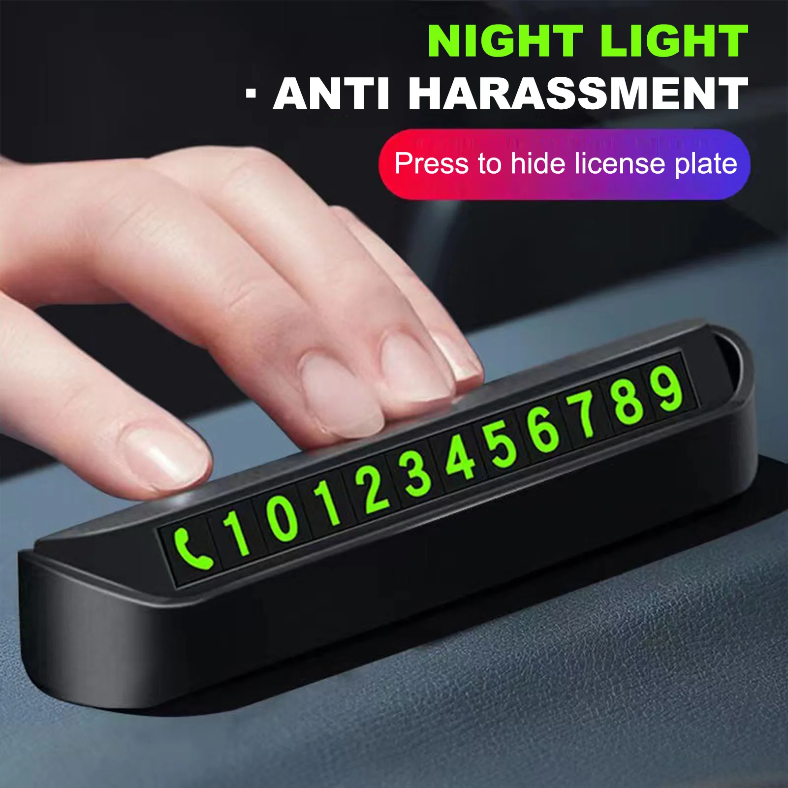 Illuminated ABS Car Parking Number Plate for Temporary Contact and Interior Design