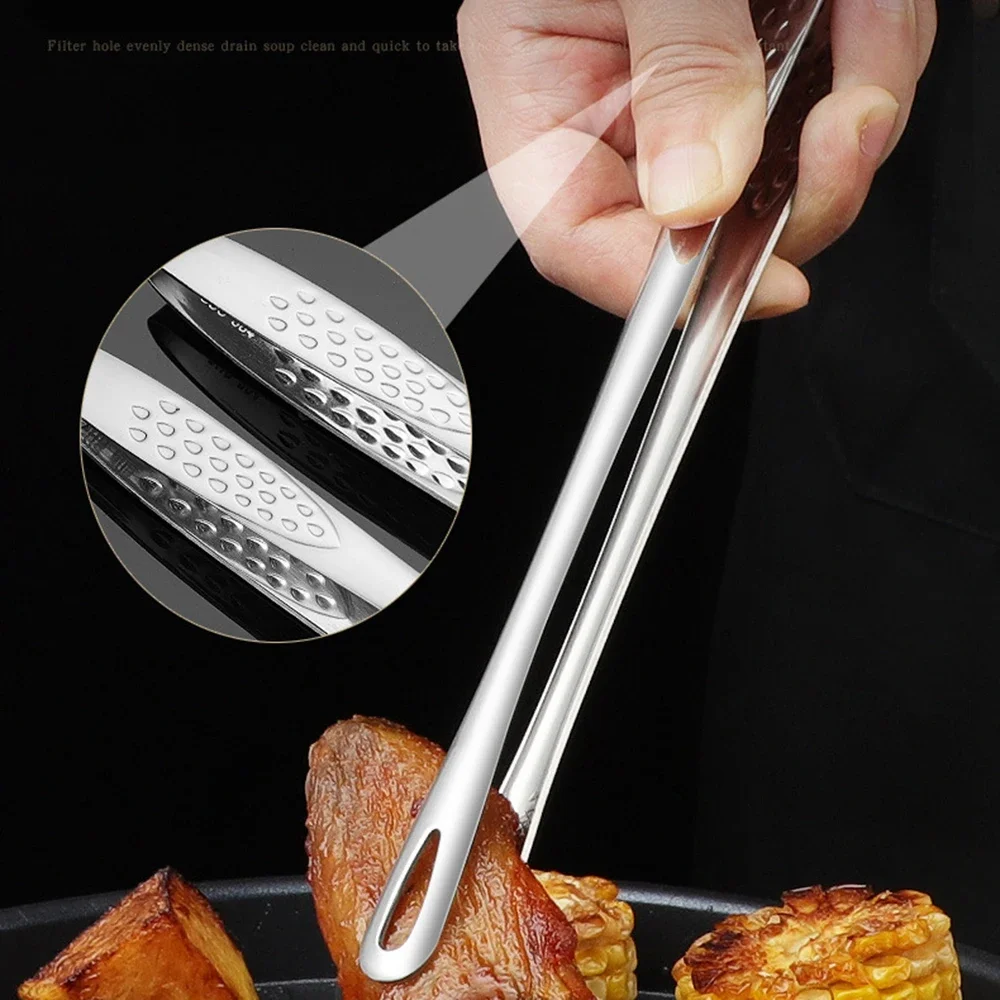 304 Stainless Steel Food Tongs 2Pcs Long Handle Non-Slip Barbecue Tongs Steak Kitchen Cooking Tools Kitchen Accessories food tongs