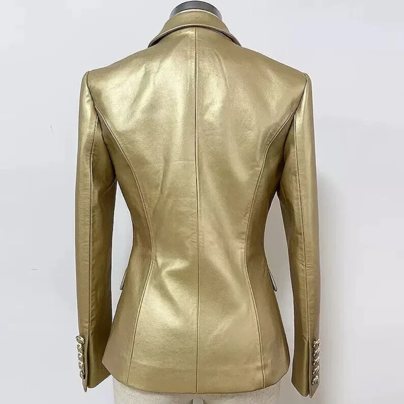 Sexy Women's Leather Suit Outerwear with Genuine Soft Sheepskin Slim Fitting Outerwear European and American Fashion Trends
