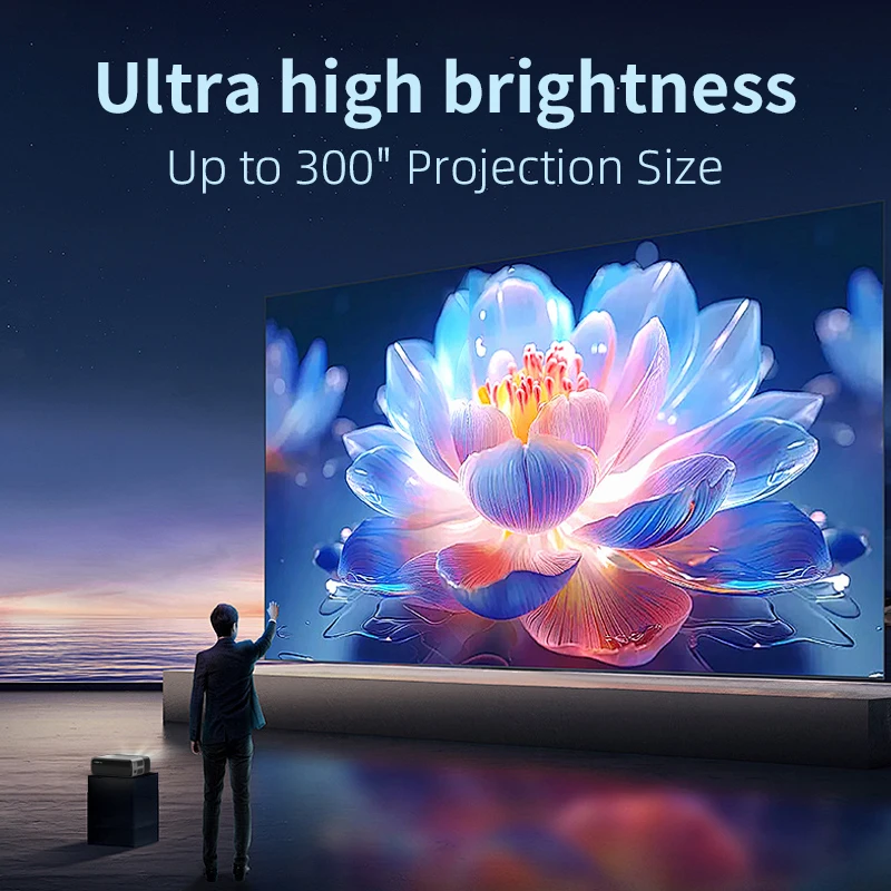 CAIWEI A8 Full HD 1080P Portable Projector 4k Google TV Auto Focus Home Theater WiFi 6 Dolby Audio Smart for Outdoor