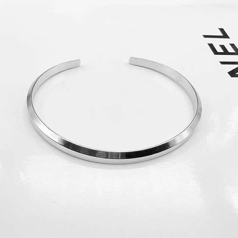 4mm Simple Alloy Gold Color Open Bracelet For Women Rose Gold Color Hip Hop Jewelry Trend Bracelet Accessories Gift 6