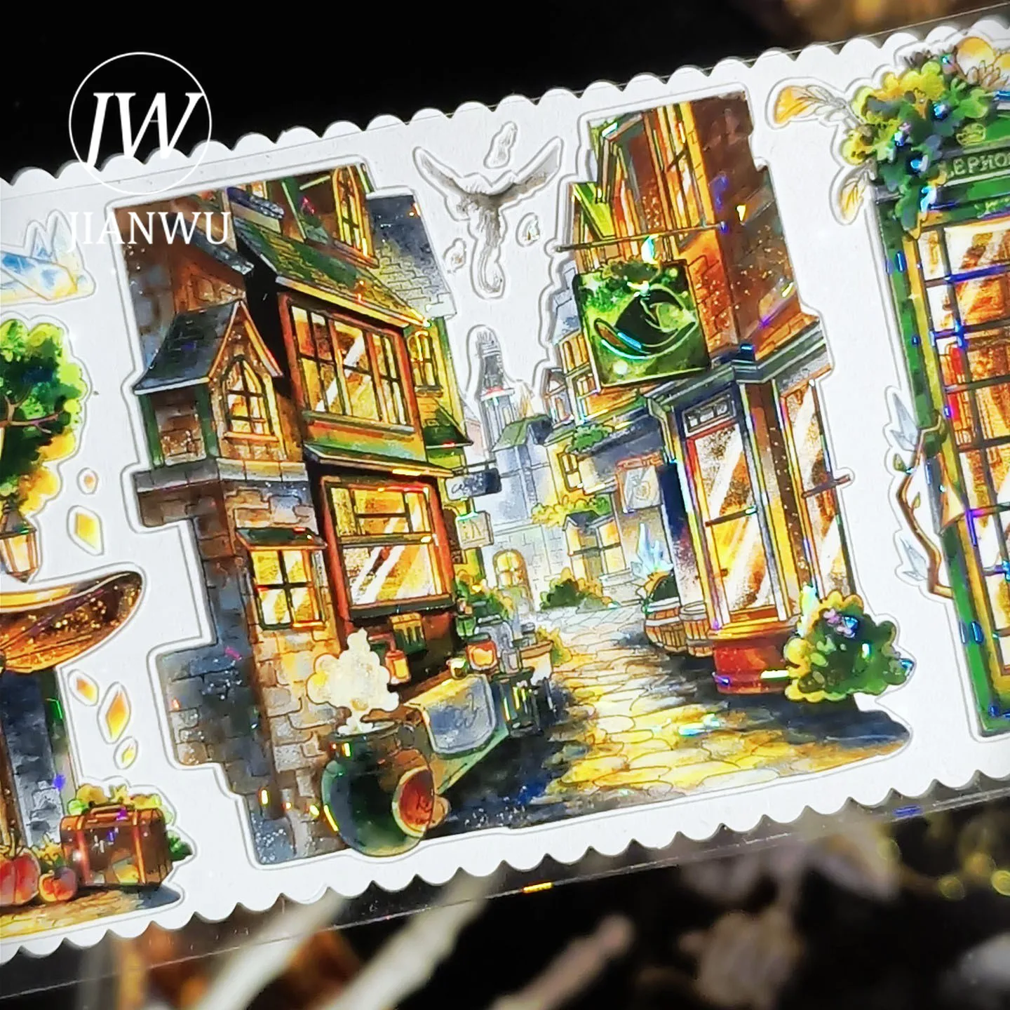 JIANWU 70mm * 5m 빈티지 에버나잇 매직 시티 풍경 소재 콜라주 스크랩북 PET 테이프 크리 에이 티브 DIY 저널 문구