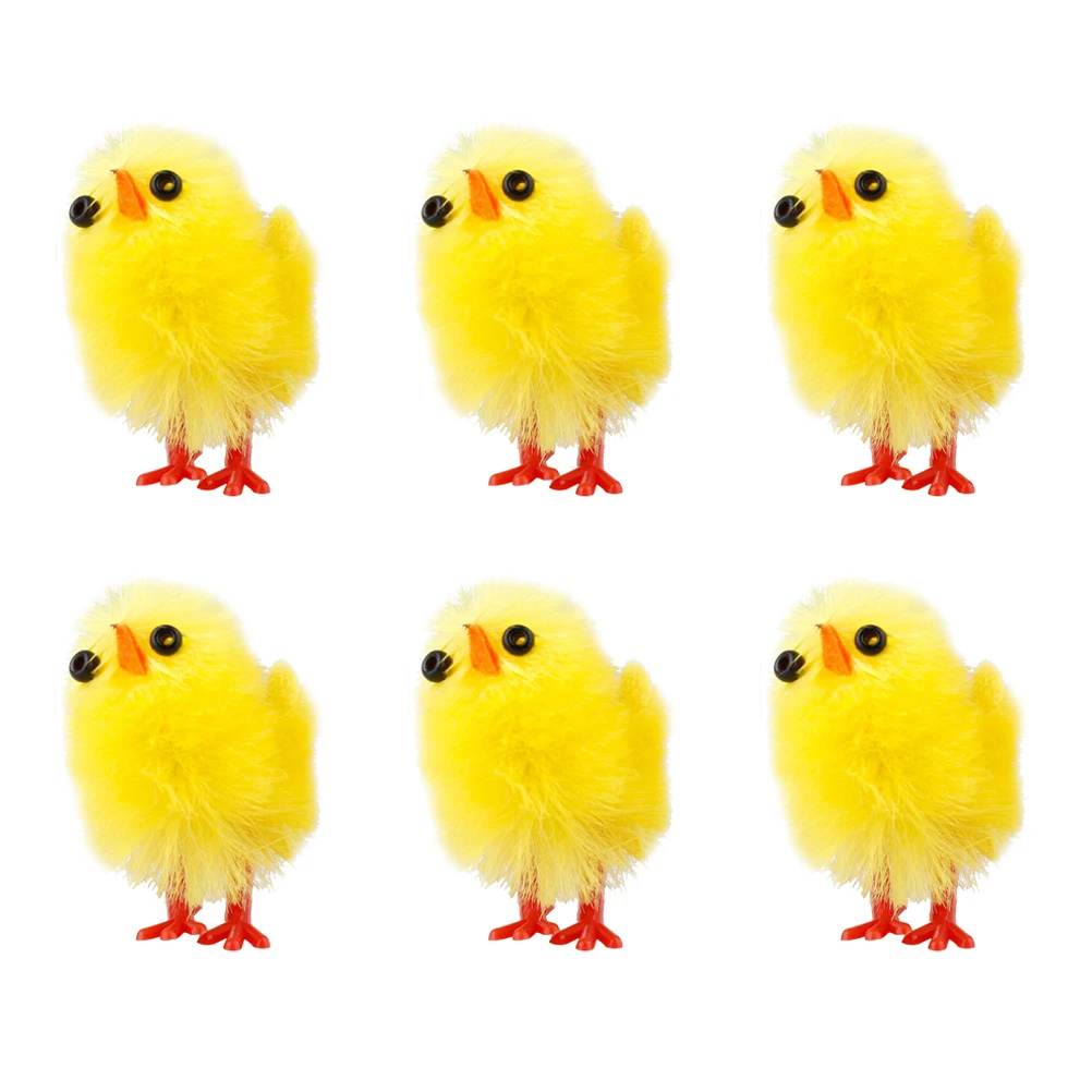 

6Pcs Easter Yellow Mini Chick Simulation Plush Cute Chicken Egg Basket Ornament Spring Easter Gift Creative Easter Chick Shape