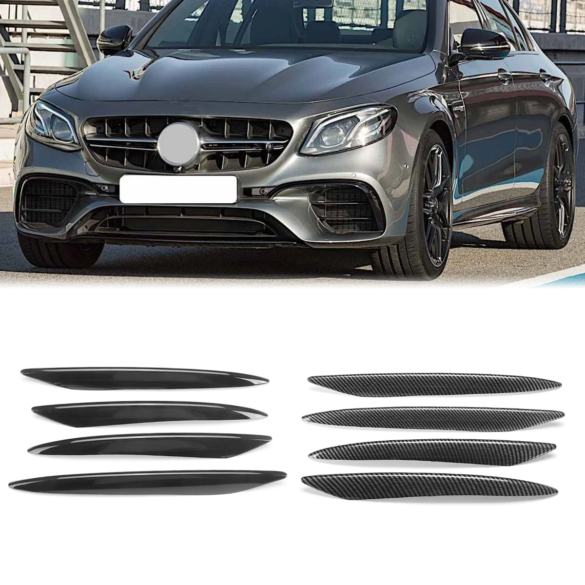 

W213 противотуманные фары, отделка переднего бампера, фоторазветвители для Mercedes Benz E класса E260 E300 E53 2021 +, автомобильные аксессуары, черный