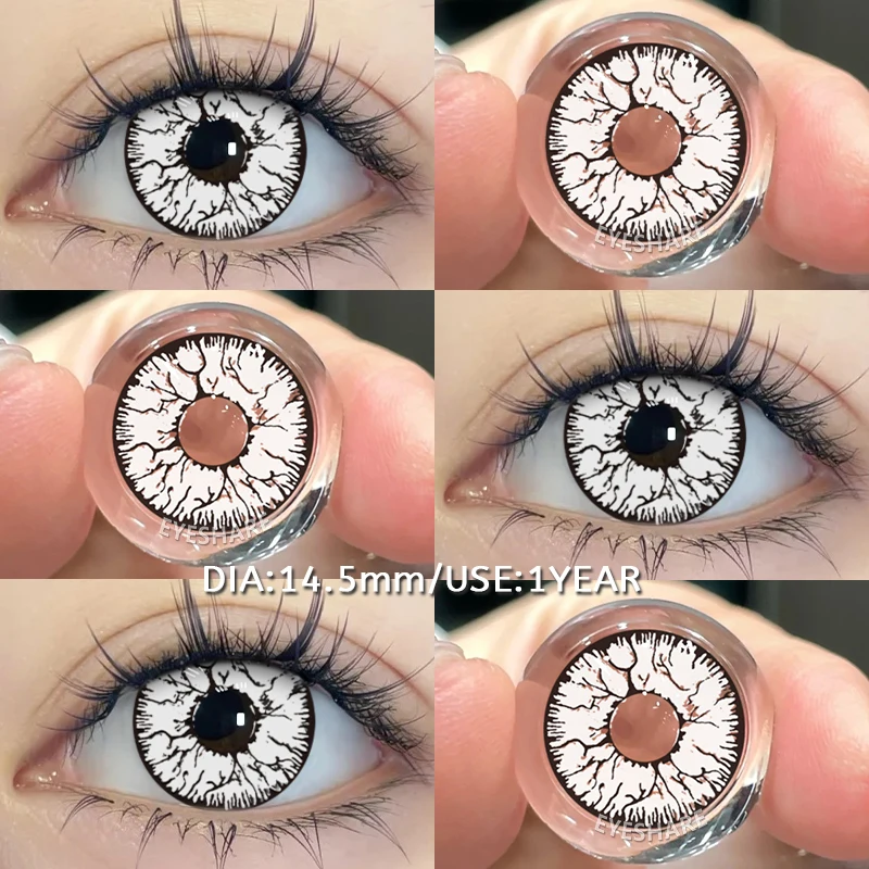 EYESHARE 1 Paar Little Devil Cosplay Farbkontaktlinsen für Augen Anime Zubehör Weiße Halloween-Linse Pupilentes Schwarze Linsen – Detail 25