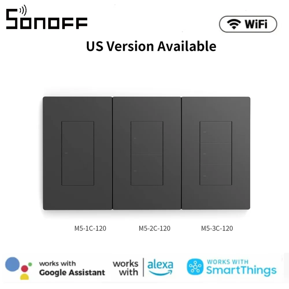 

SONOFF M5 SwitchMan Smart Wall Switch 120 Type Voice Control 1/2/3 Gang Wall Switch Push Button Switch For eWeLink Google Home