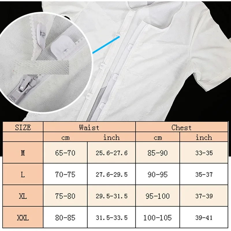 Men's MrifDila Hooks Zipper Compression Tops Body Shaper Underwear Shirts Tummy Control