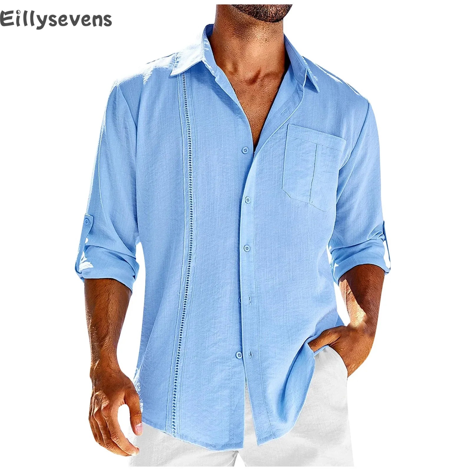 

2024 new Men's Shirts British style business casual tops Spring Summer handsome Cotton Linen Solid Slim shirt camisas de hombre