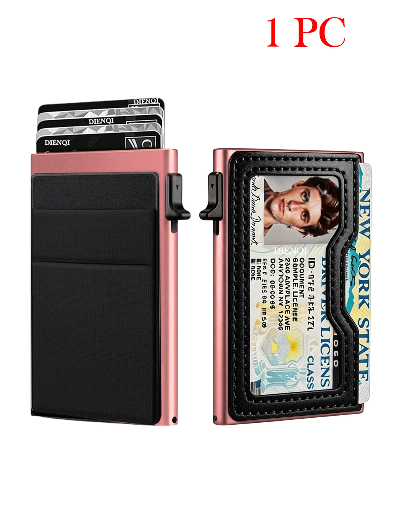 Slim RFID Protection Minimalist Wallet – Metal Card Holder with Automatic Pop-Up Feature