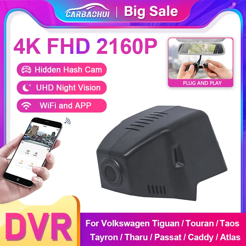 

Plug and Play 4K Dash Cam Wifi Car Dvr Camera For Volkswagen VW 19-C Tiguan II 2 mk2 Touran Tayron Tharu Taos Passat Caddy Atlas