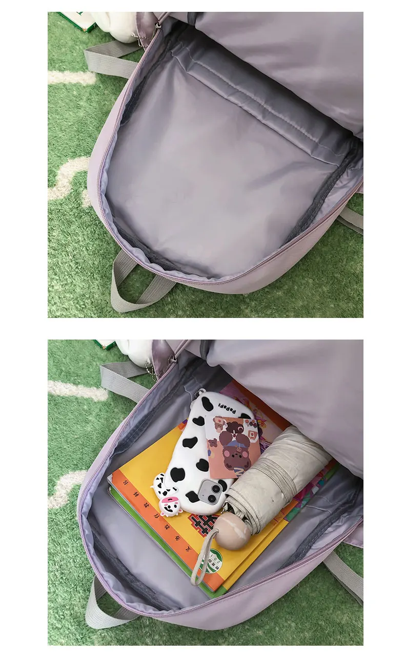DCIMOR New Nylon Women Backpack Female Transparent Pocket Travel Bag Teen Girl Cool Back Pack Buckled Bookbag Students Schoolbag