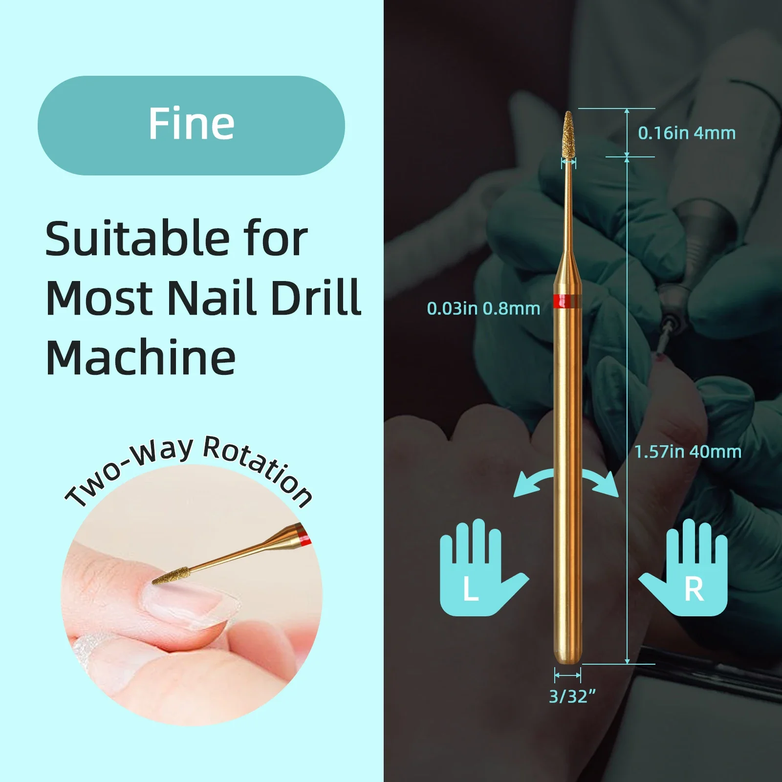 Nail Drill Bit 1mm Mini Cone Cuticle Clean Titanium Russian Diamond for Dead Skin Accessories