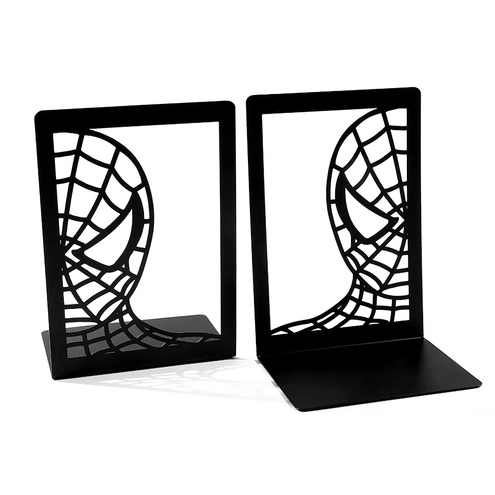 Book Organizer Book Holder Book Terminal Handsome Spider Man Hollow Book Ends Heavy Duty Metal Bookend Office Desktop Book Rack Office supplies Bookshelf for Lovers