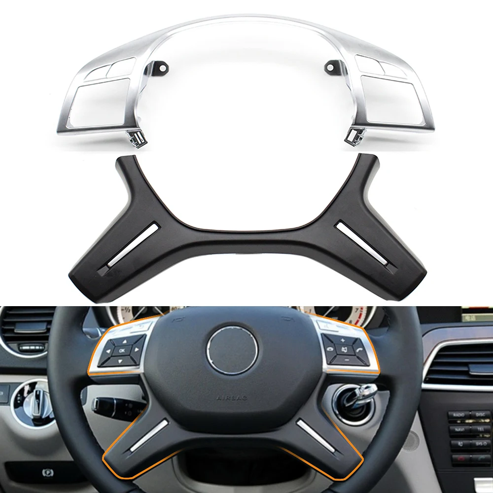 Car Steering Wheel Chrome Upper Cover Lower Trim Replacement For Mercedes Benz C E M ML GL GLS G Class W204 W212 W166 W463 steering wheel cover
