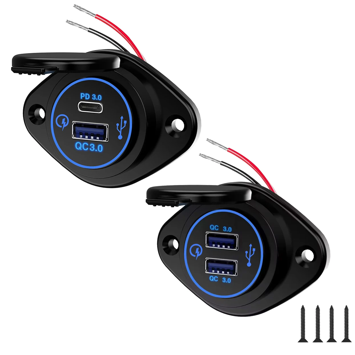 Car Power Socket Adaptor 12V Dual USB Fast Charging for Motorbike Car Boat
