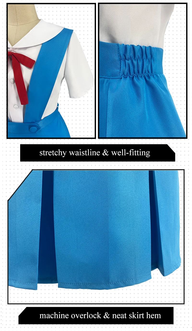 Anime Cosplay Kostüm Ayanami Rei Asuka Schuluniform JK Halloween für Frauen 6