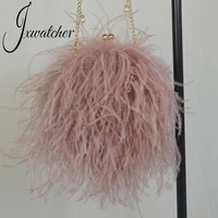 Jxwatcher Designer Ostrich Feather Wallet Evening Party Handbag Women Wedding Clutch Bags Lady Fashion Chain Shoulder Bag Purse 1