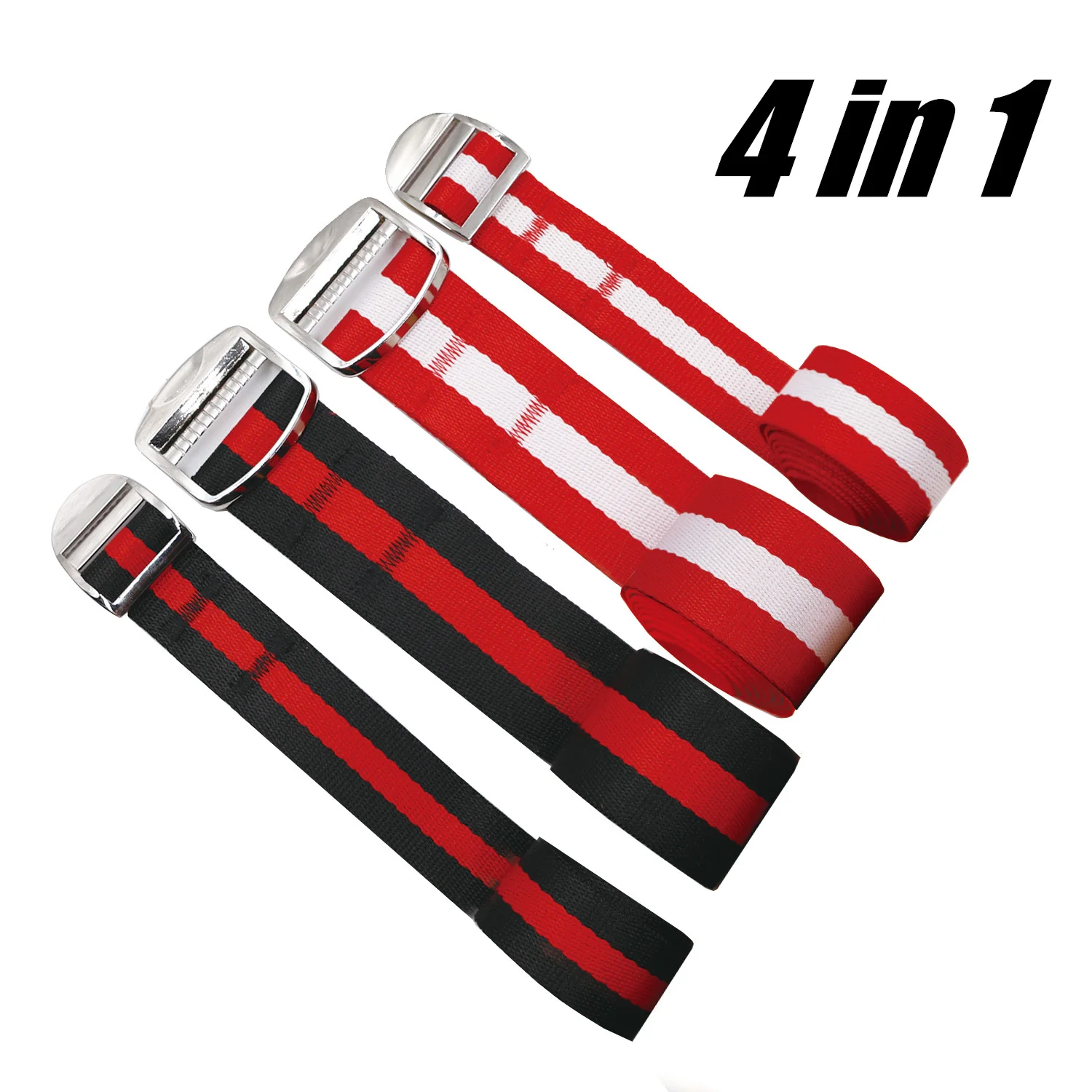 4-Pack Arm Wrestling Straps with Metal Buckle 1.2m Long Competition Straps 1" & 1.5" Wide Adjustable Wrist Straps