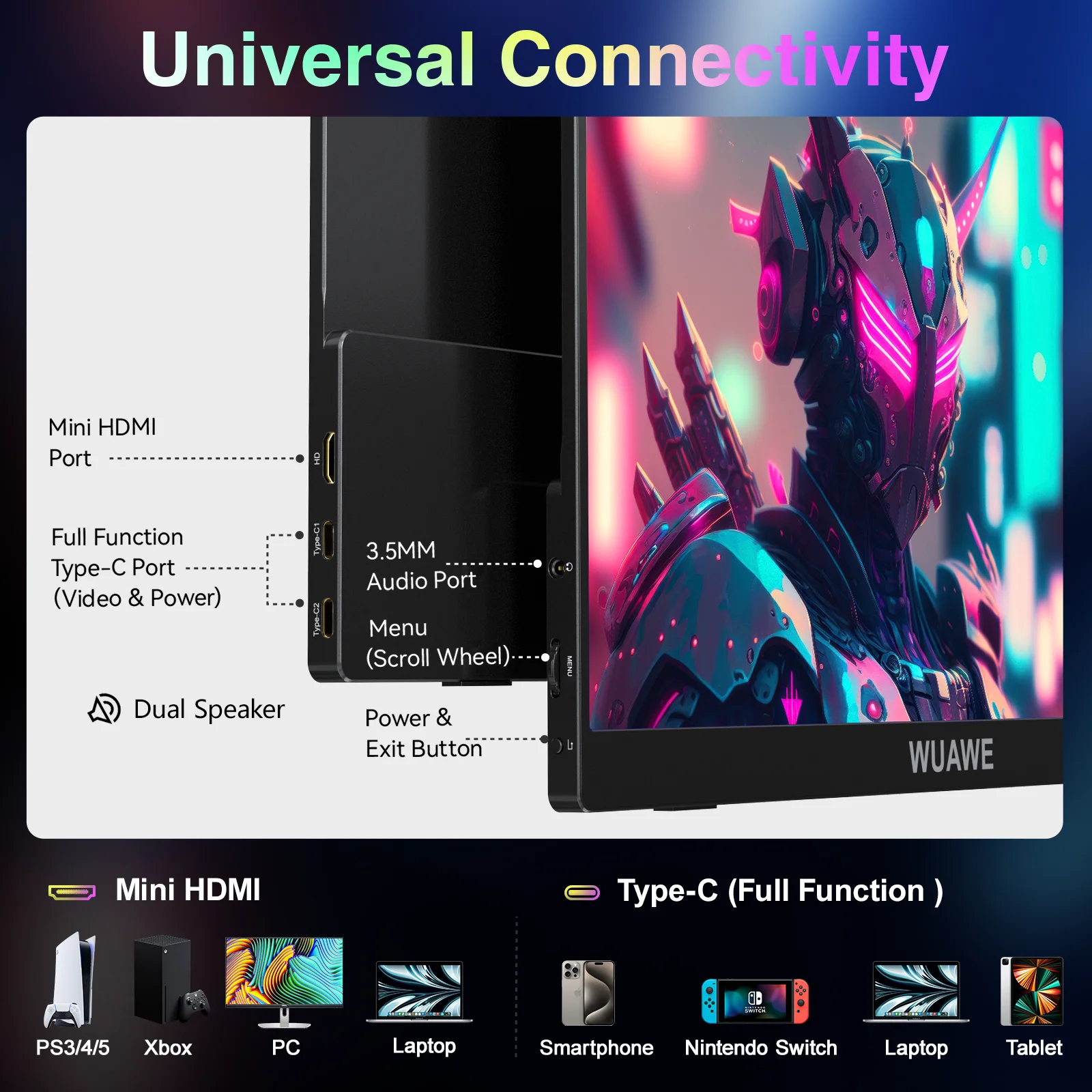 ޴  ʽ IPS ÷, Ʈ Ŀ  Ŀ , HDR ÷  ÷, ܺ , 16 ġ FHD 2.5K USB C HDMI ̹