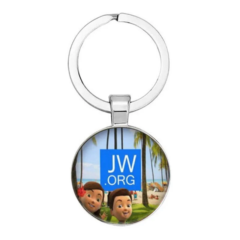 Jw.Org-llavero hecho a mano de Jw.Org, llavero de cristal con foto, colgante para bolso, 25mm, novedad