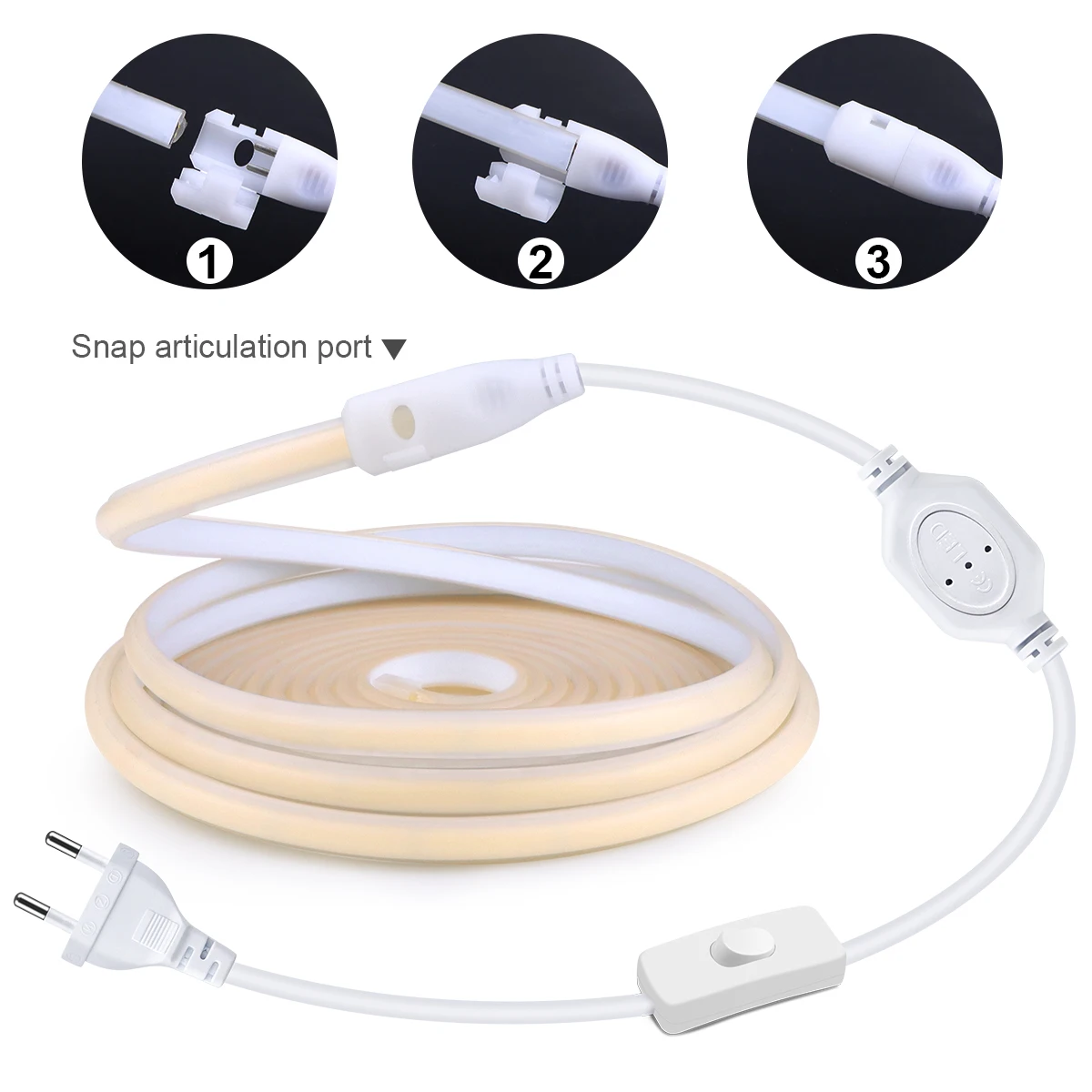 110V 220V Cob LED Strip Light Super Bright waterproof With EU US Power Supply Switch 288 LEDS/m Warm/Neutral/White Outdoor Decor 4