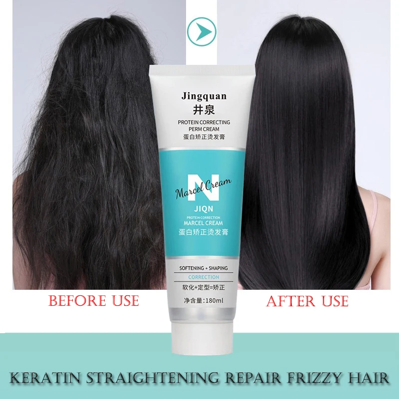 

Keratin Hair Straightening Cream Correcting Smooth Hair Straightening Nourishing Straight Hair Cream Repair Dry Hair Care 180ml