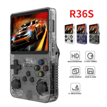 레트로 휴대용 비디오 게임 콘솔, 오픈 소스 R36S, 리눅스 시스템, 3.5 인치 IPS 스크린, 휴대용 포켓 비디오 플레이어, R35S, 64GB 게임