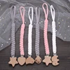 Simple Crochet Cotton Cloth Baby Pacifier Chain Moon Heart Beech Wood Clip For Handmade Baby Nipple Soother Chain Teething Toy 2