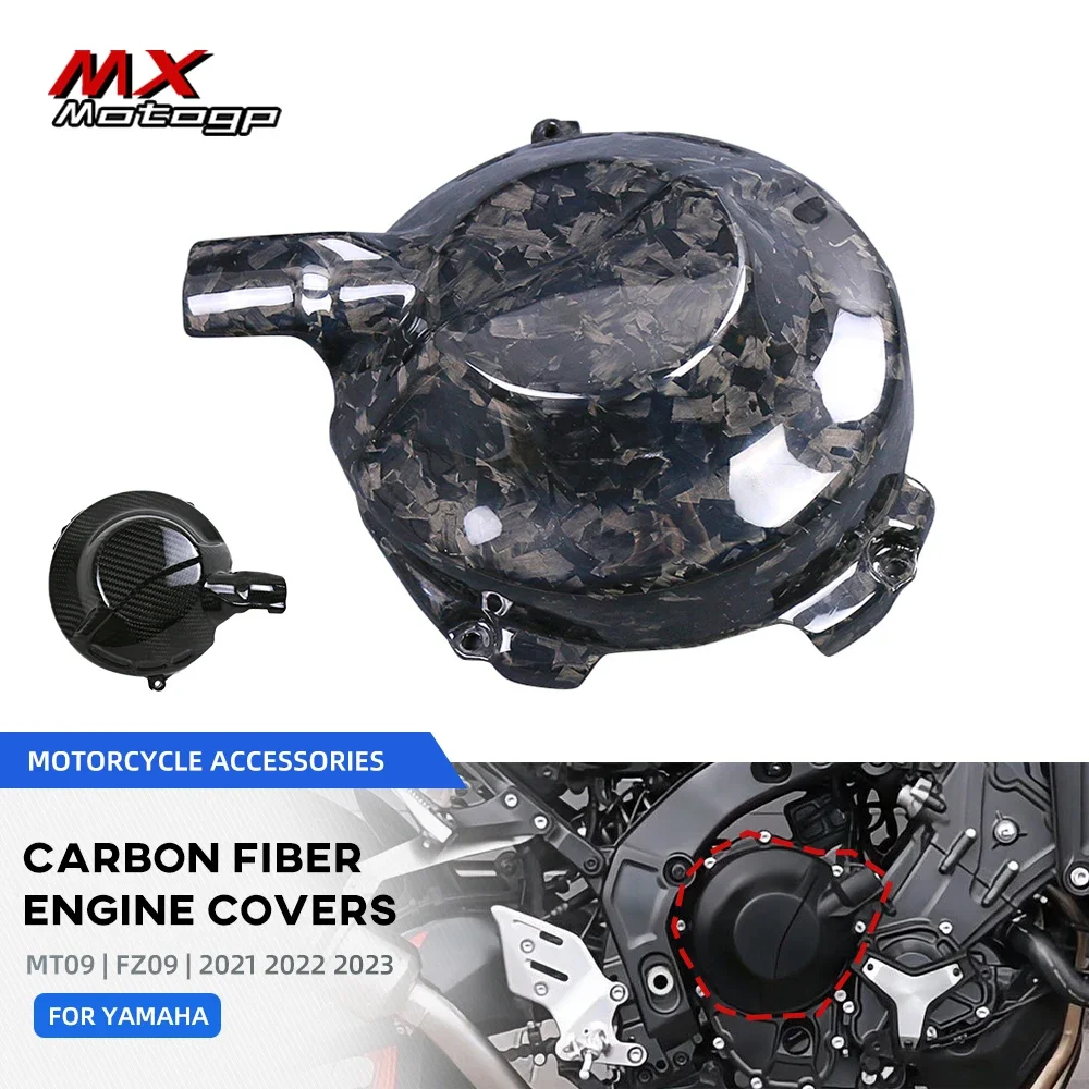 

Real Carbon Fiber Motorcycles Engine Cover Protection Racing For YAMAHA MT09 FZ09 2021 2022 2023 MT-09 SP Engine Case Guard
