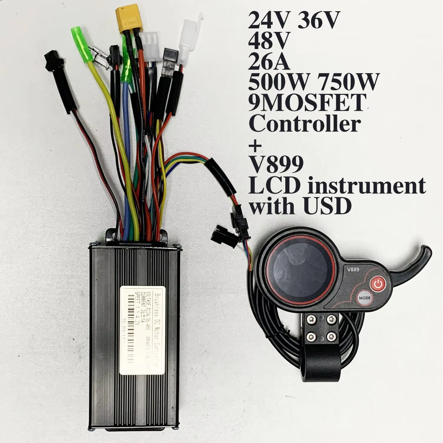 24V 36V 48V 26A 500W 750W 9 MOSFET sine wave three-mode Controller