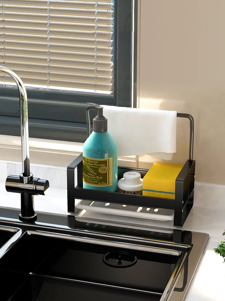 1PCS NEW Sponge Holder Kitchen Sink Caddy Rack Stand Cleaning Brush Soap Organizer Storage Rack with Drain Tray Storage rack