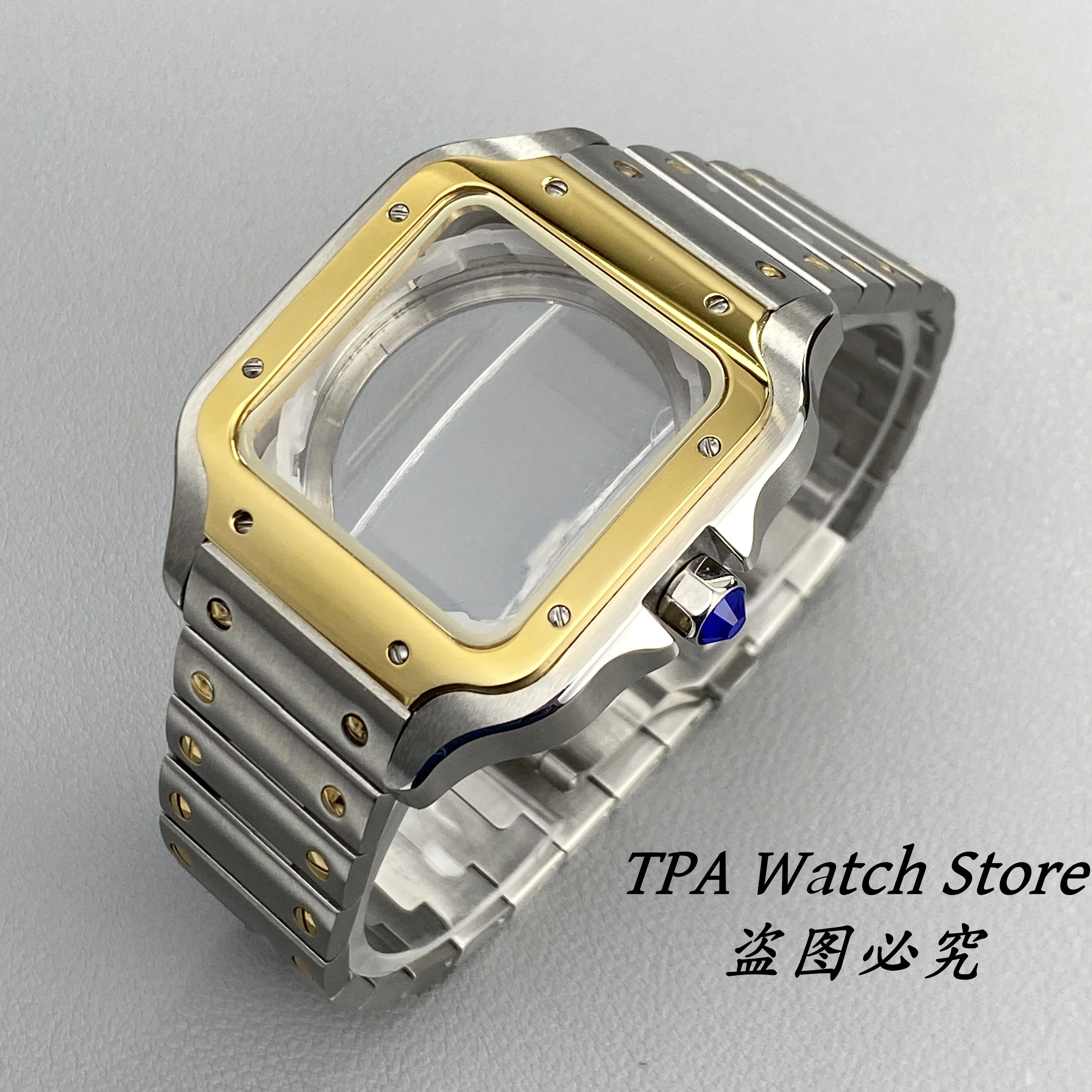 PVD Black Stainless Steel Square Watch Case - 38mm