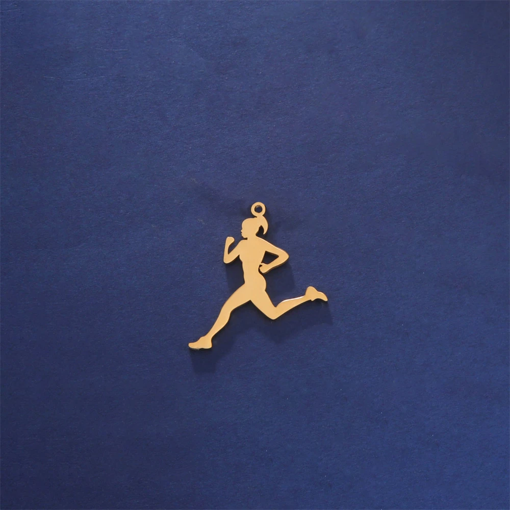 5 teile/los Sport Laufen Mädchen Geformt Schmuck Charms Zubehör Großhandel Edelstahl Diy Machen Frauen Halsketten Charme Anhänger – Detail 12