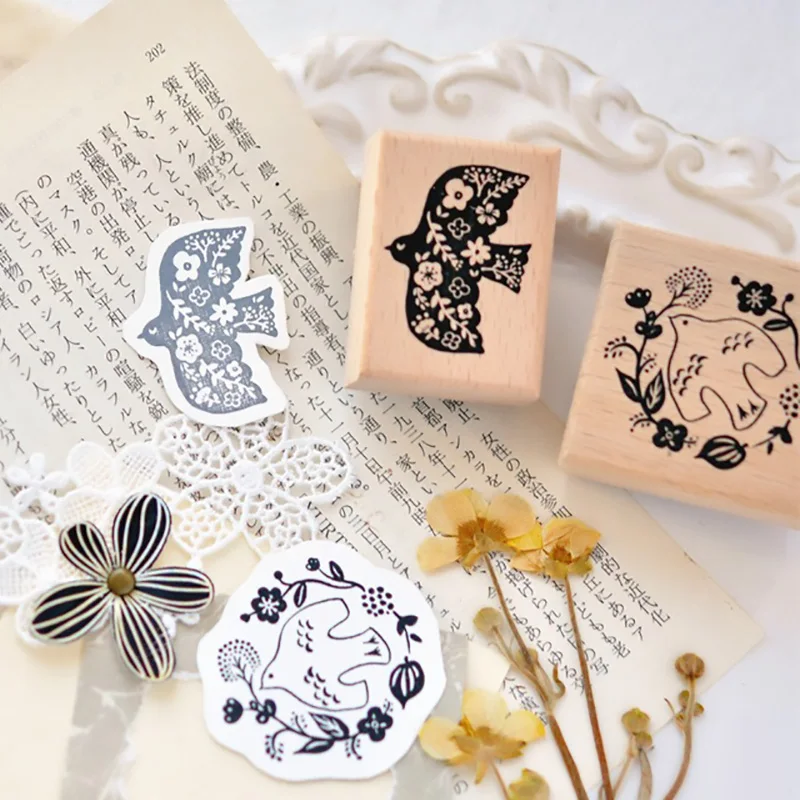 Stamp Bird Scrapbooking Journaling Supplies Kawaii Birds House Wooden Rubber Stamps wooden stamps alphabet stamps inking stamps decorative stamps clear stamps wax seal stamp clock stamp