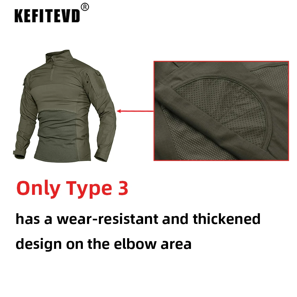 Men's Hunting 1/4 Zip Long Sleeve Combat Shirts Outdoor Climbing Hiking Camping Fishing Pullover Tops