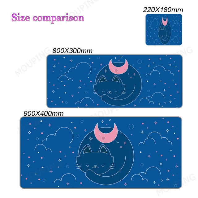 Kawaii Cat Mouse Pad Pink 90x40 Black and White with Cats Xxl Desk Mat Catpaw Mousepad Large Computer Slipmat Anime Accessories 1