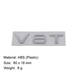 Premium Car Hood and Trunk Decal Emblem Sticker (Abs - V8T - chrome)