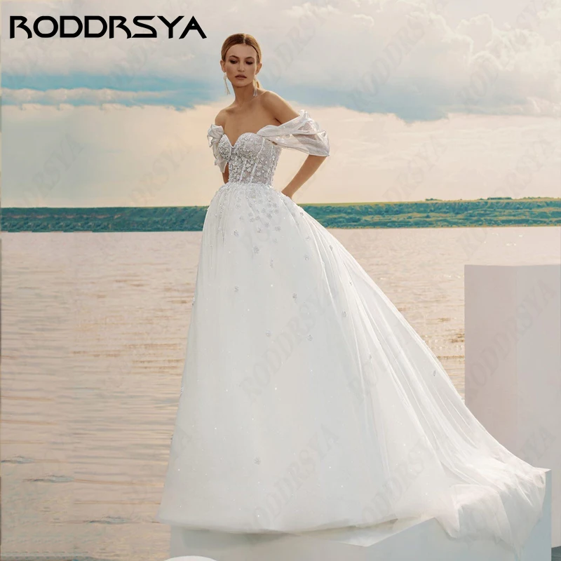

RODDRSYA Robe De Soirée Princess Wedding Dresses for Woman Sweethear Off Shoulder Bridal Party Romantic Zipper Backless 웨딩드레스