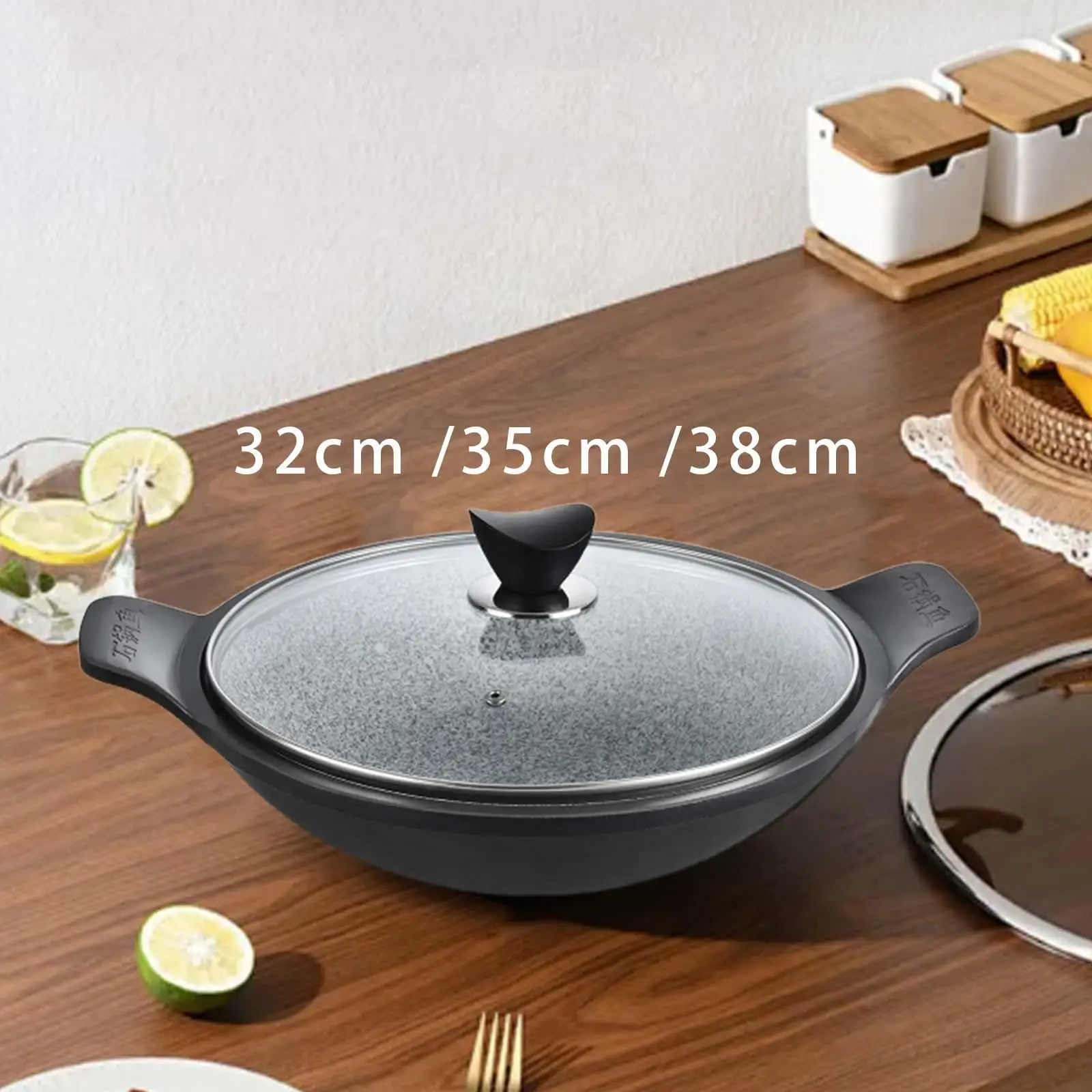 Korean Stone Pot with Glass Lid Reusable for Bibimbap Soup Pot, Cookware, Stone