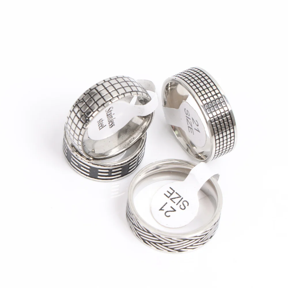 20Pcs/Lot thick heavy stainless steel spinner rings for men women mix style vintage rotating jewelry stainless steel ring ring set fidget spinner ring