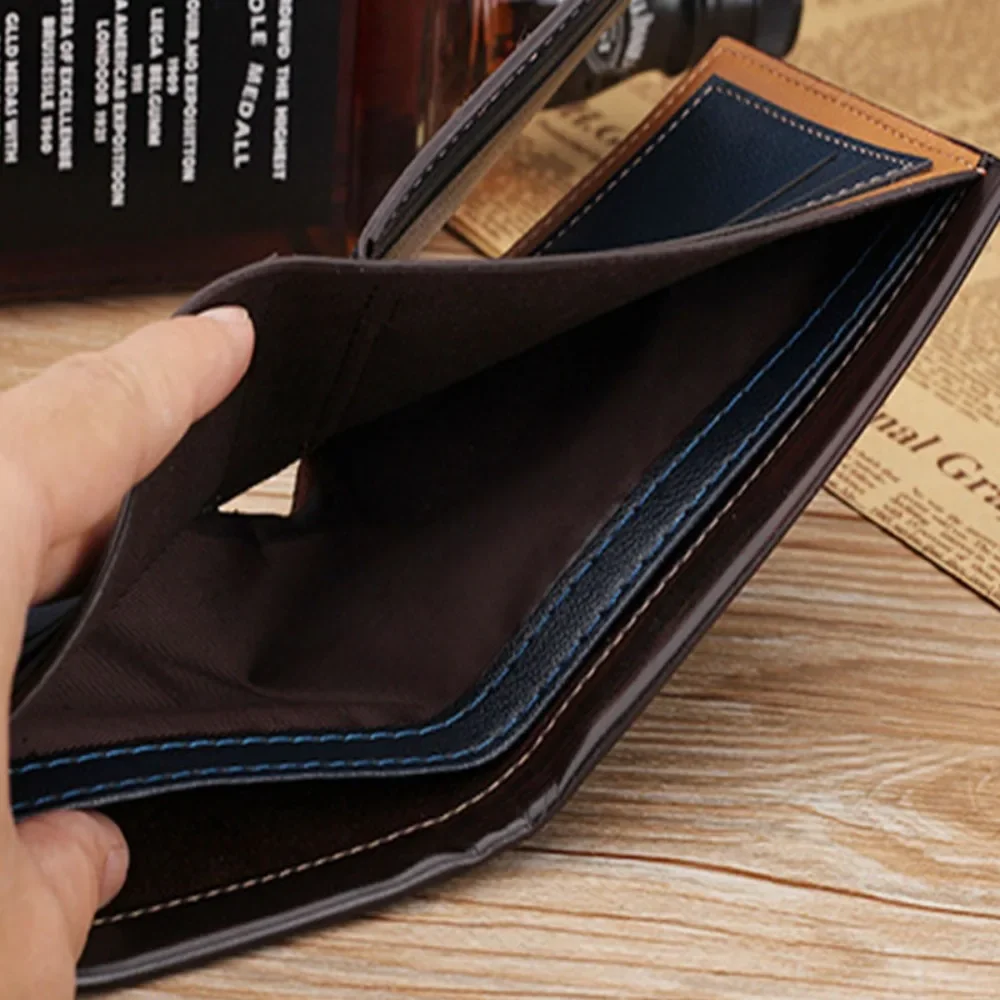 Wallet for Men Short Casual Carteras Business Foldable Wallets PU Leather Male Billetera Hombre Luxury Small Zipper Coin Purse