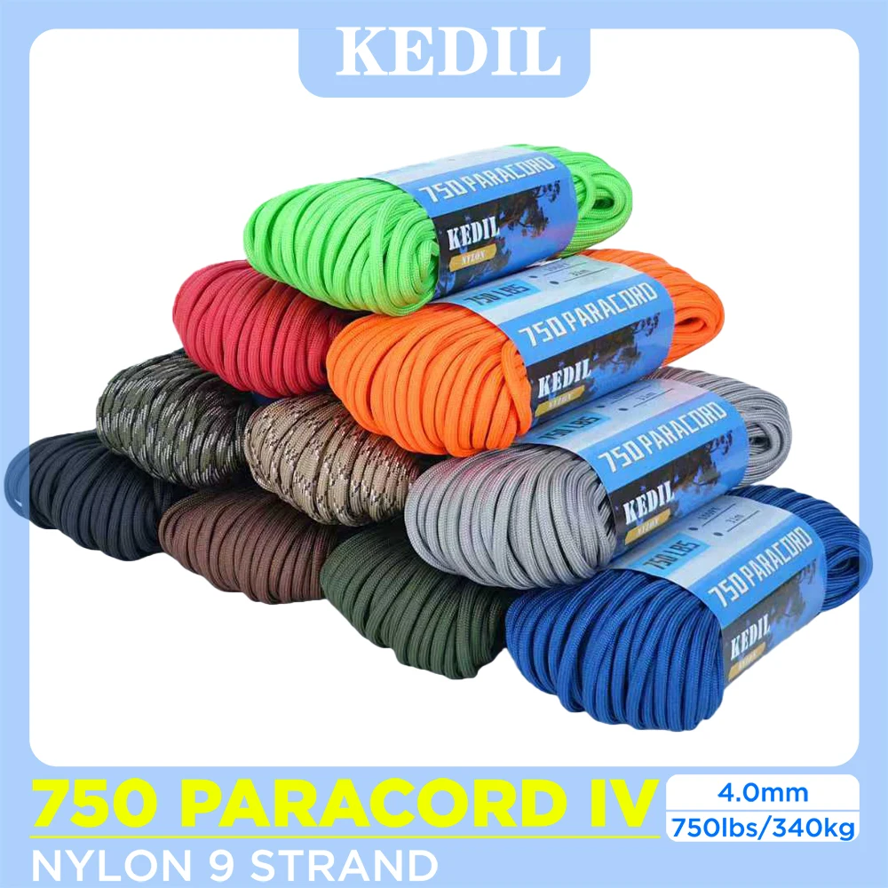 Durable Nylon Tactical Paracord Rope - Military-Grade 750lb Strength, 4mm Diameter, 15/31m Length for Outdoor Survival & Camping
