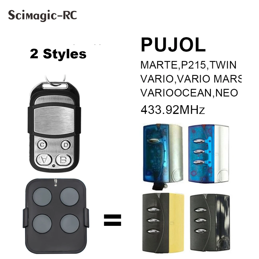 Pujol Neo Twin Vario Mars Garage Door Remote 433Mhz Pujol Vario Ocean Vario Command Garage Trasmettitore Portatile